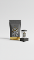 Single-origin beans bag with serif branding
